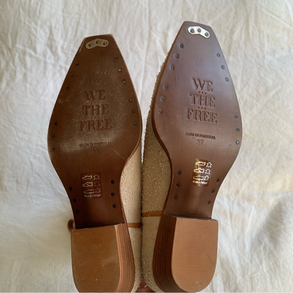 Free People We The Free Montage Tall Western Suede Boots English Khaki Cream - Picture 10 of 12